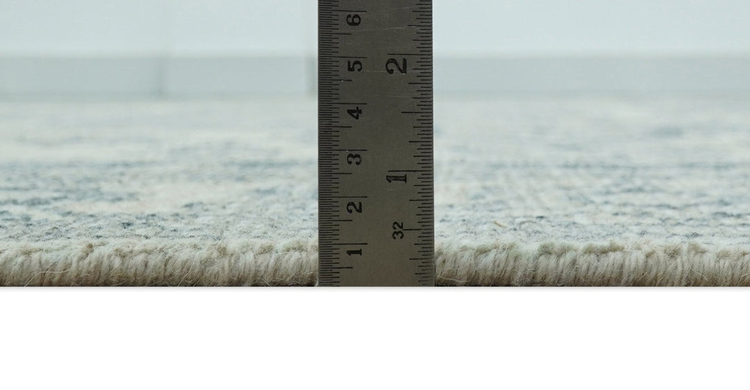 Gray And Beige Turkish Design Hand Knotted Custom Made Wool And Linen Rug - The Rug Decor