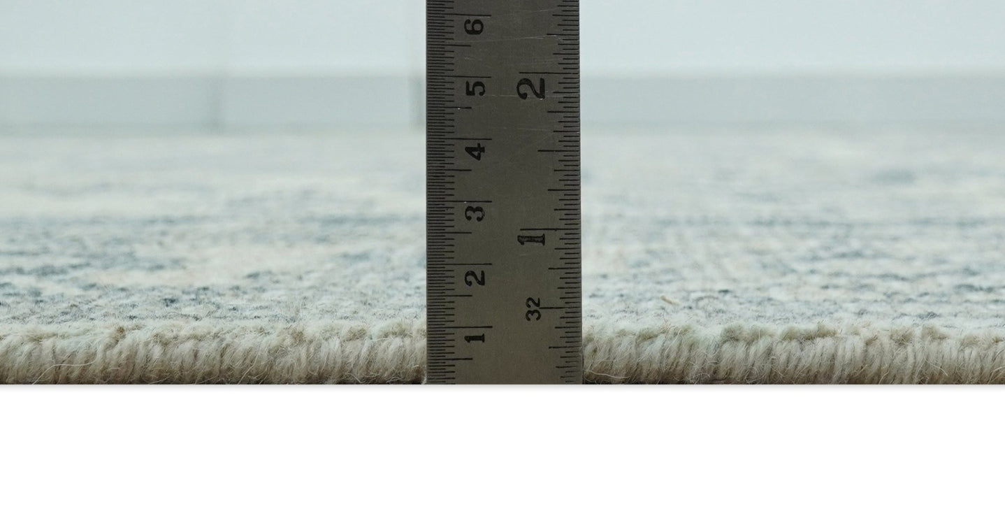 Gray And Beige Turkish Design Hand Knotted Custom Made Wool And Linen Rug - The Rug Decor