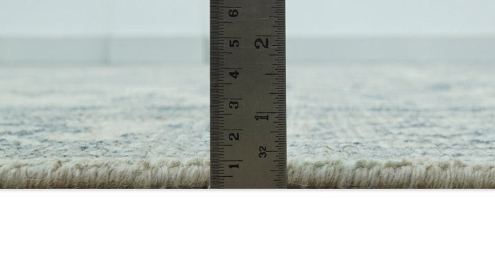 Gray And Beige Turkish Design Hand Knotted Custom Made Wool And Linen Rug - The Rug Decor