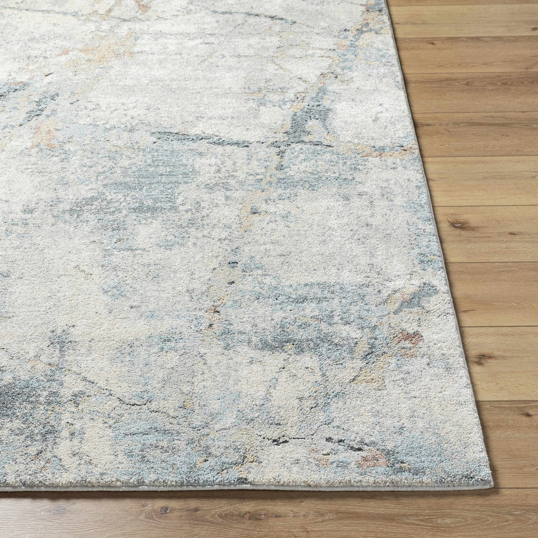 Gray And Blue Modern Abstract Design Machine Woven Rug - The Rug Decor