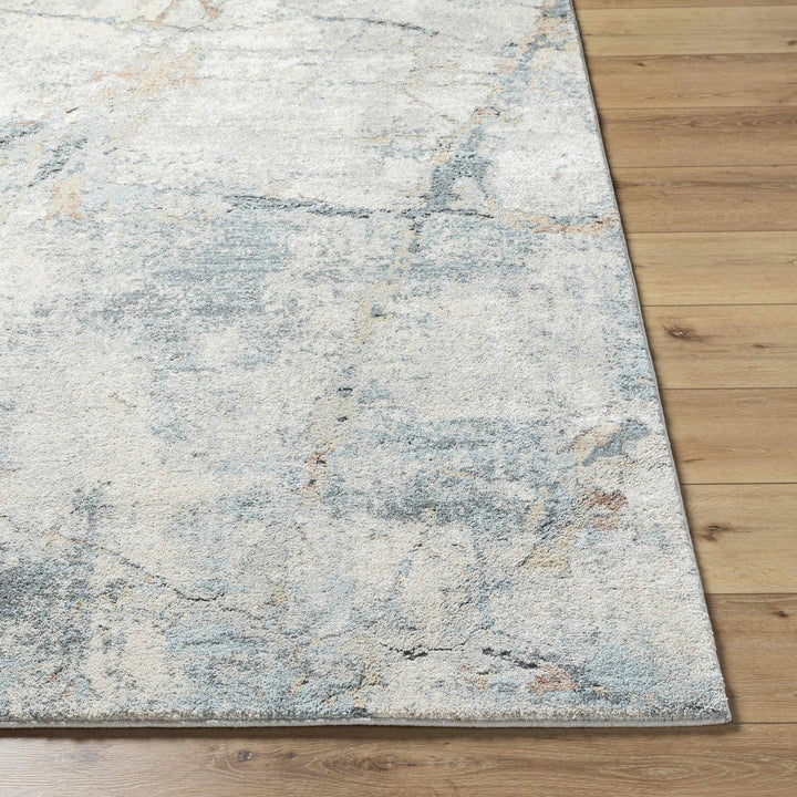 Gray And Blue Modern Abstract Design Machine Woven Rug - The Rug Decor