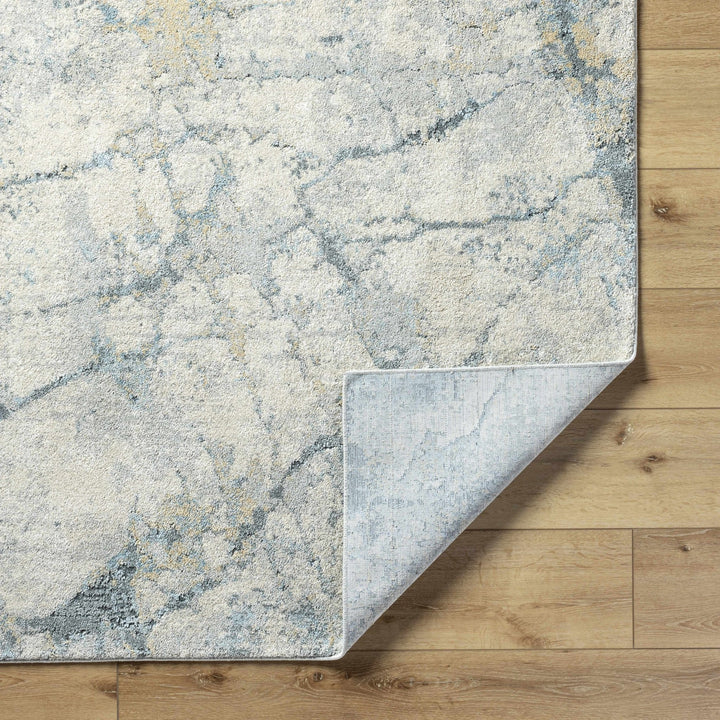 Gray And Blue Modern Abstract Design Machine Woven Rug - The Rug Decor