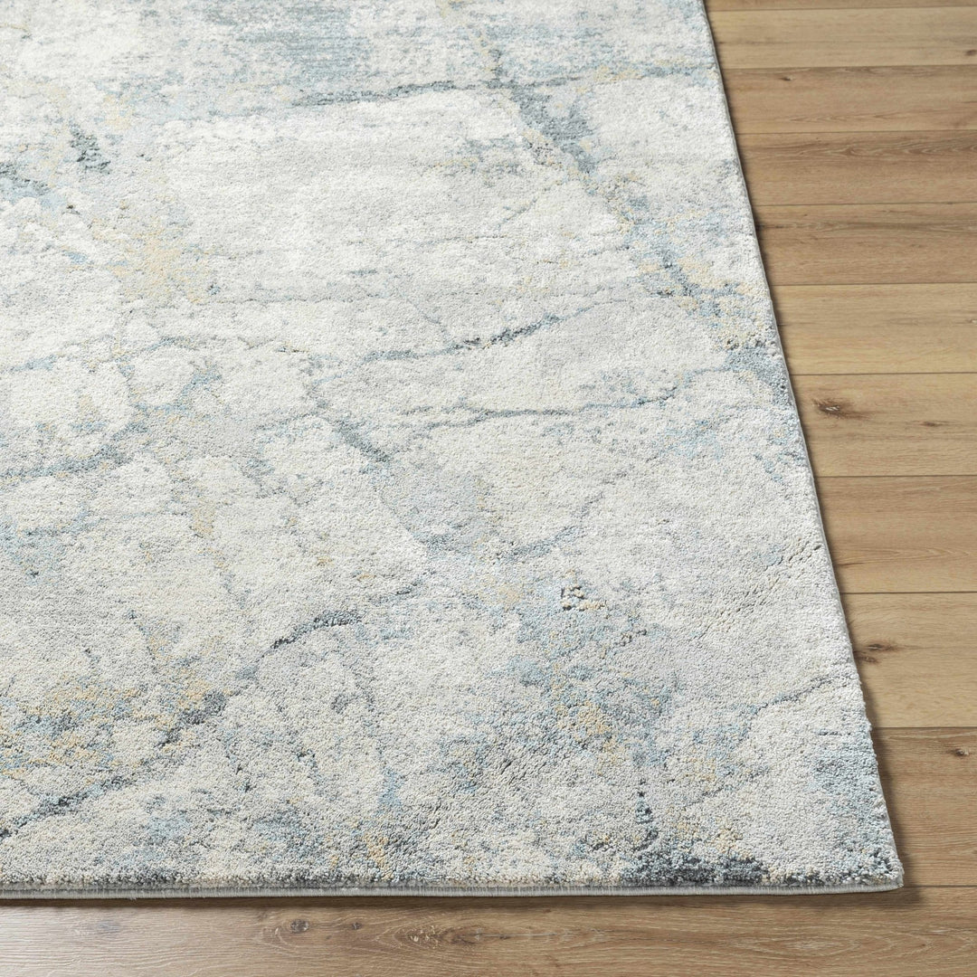 Gray And Blue Modern Abstract Design Machine Woven Rug - The Rug Decor