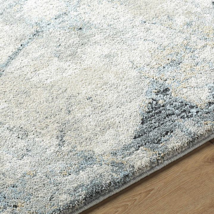 Gray And Blue Modern Abstract Design Machine Woven Rug - The Rug Decor