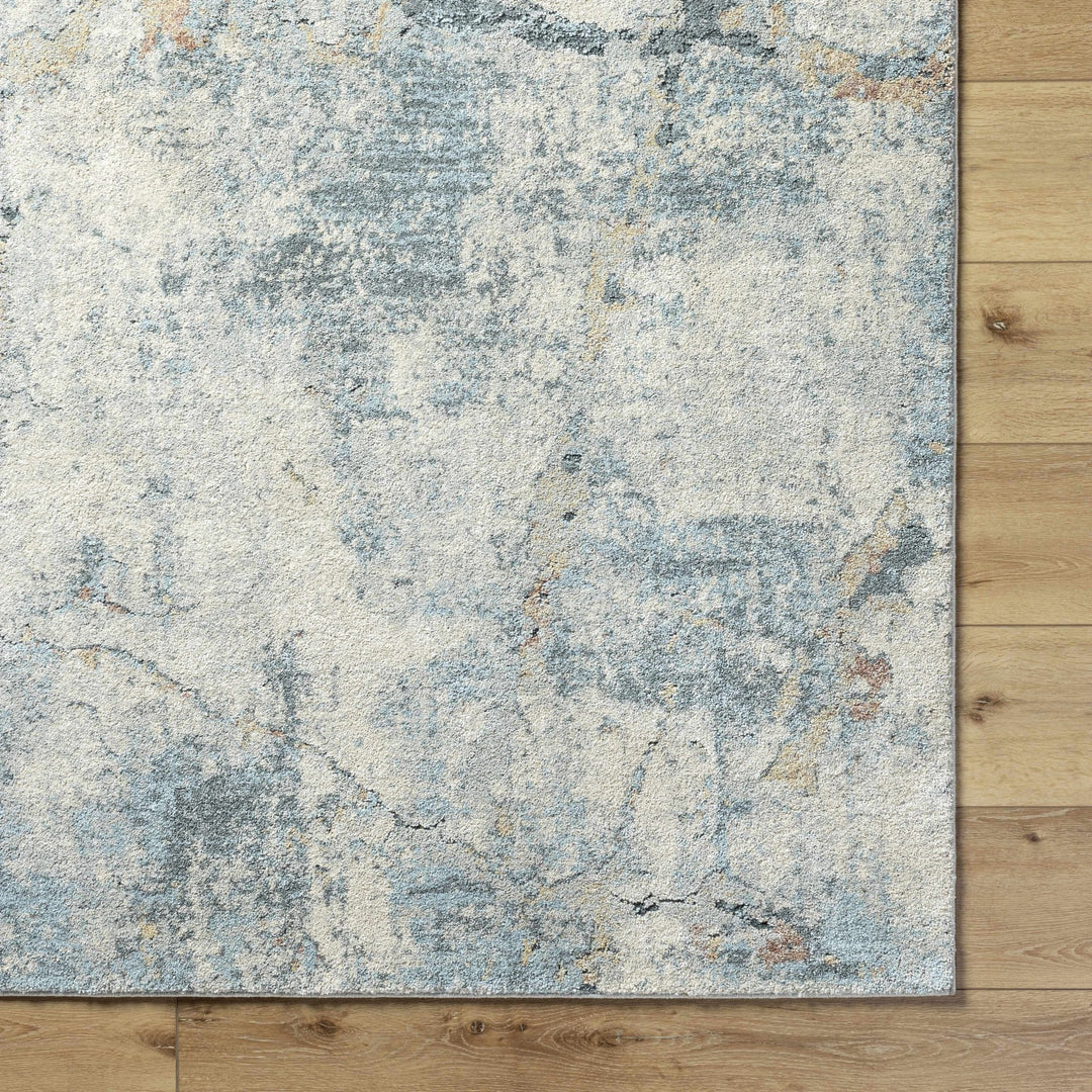 Gray And Blue Modern Abstract Design Machine Woven Rug - The Rug Decor