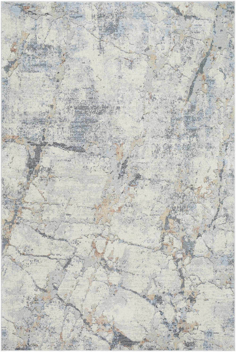 Gray And Blue Modern Abstract Design Machine Woven Rug - The Rug Decor