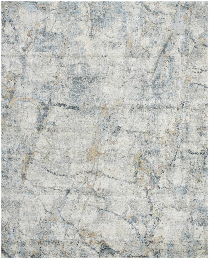 Gray And Blue Modern Abstract Design Machine Woven Rug - The Rug Decor