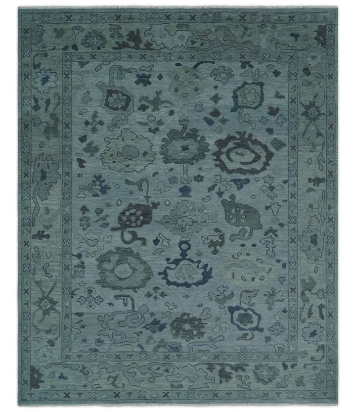 Gray and Charcoal Antique look Hand knotted Traditional Oushak wool Area Rug - The Rug Decor