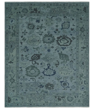 Gray and Charcoal Antique look Hand knotted Traditional Oushak wool Area Rug - The Rug Decor