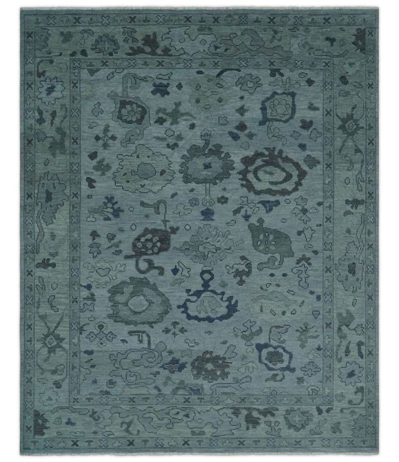 Gray and Charcoal Antique look Hand knotted Traditional Oushak wool Area Rug - The Rug Decor