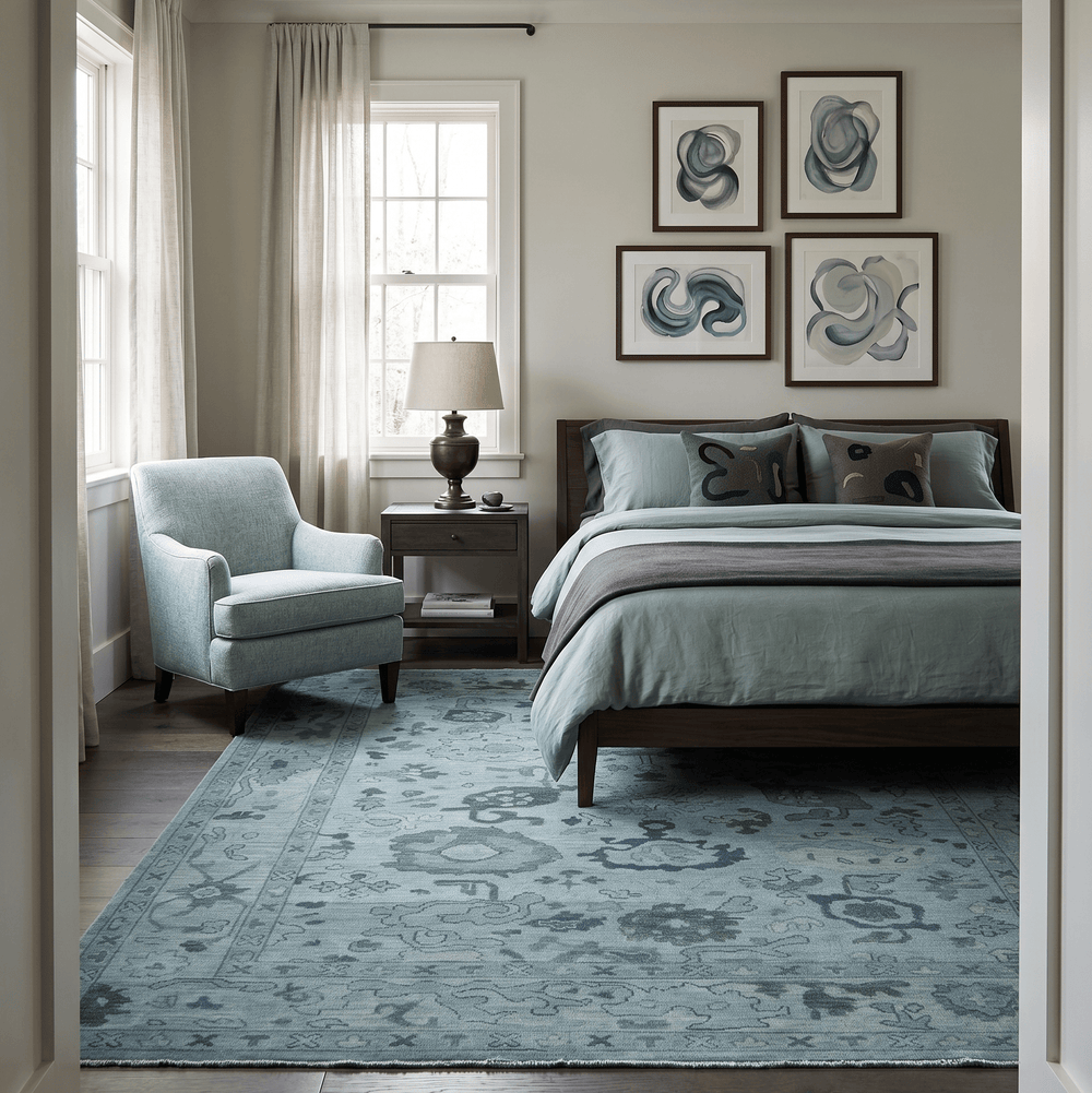 Gray and Charcoal Antique look Hand knotted Traditional Oushak wool Area Rug - The Rug Decor
