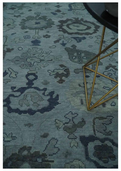 Gray and Charcoal Antique look Hand knotted Traditional Oushak wool Area Rug - The Rug Decor