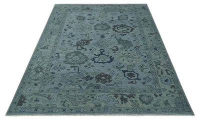 Gray and Charcoal Antique look Hand knotted Traditional Oushak wool Area Rug - The Rug Decor