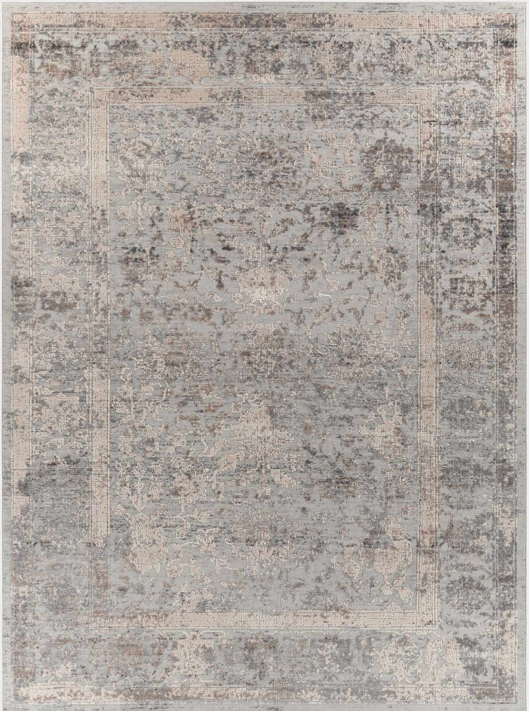 Gray And Charcoal Traditional Style Machine Woven Rug - The Rug Decor