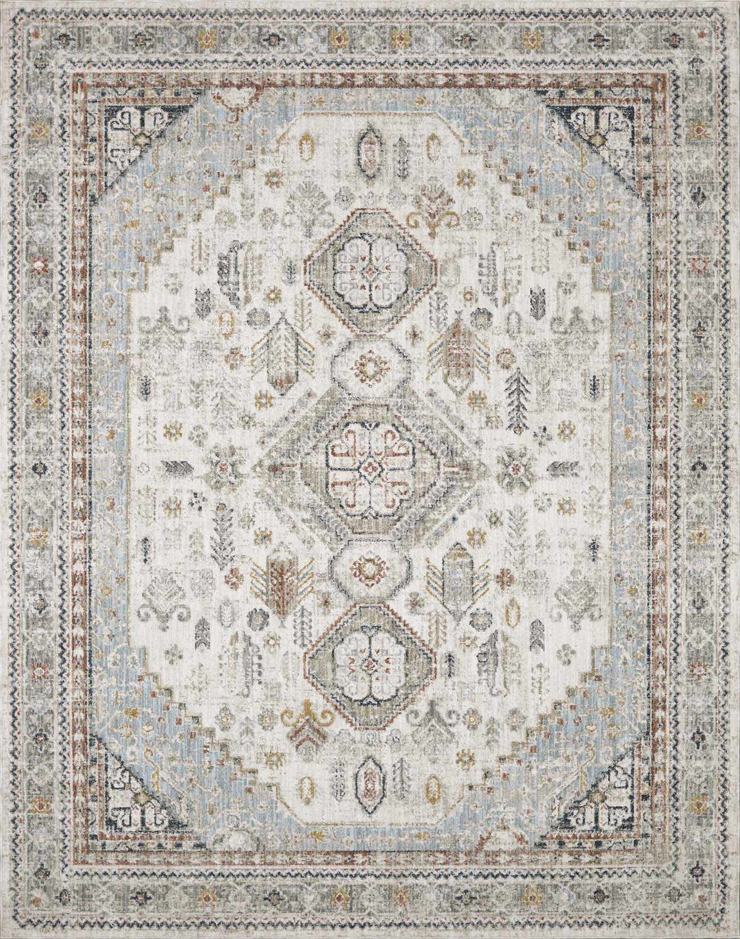 Gray And Cream Traditional Style Area Rug - The Rug Decor