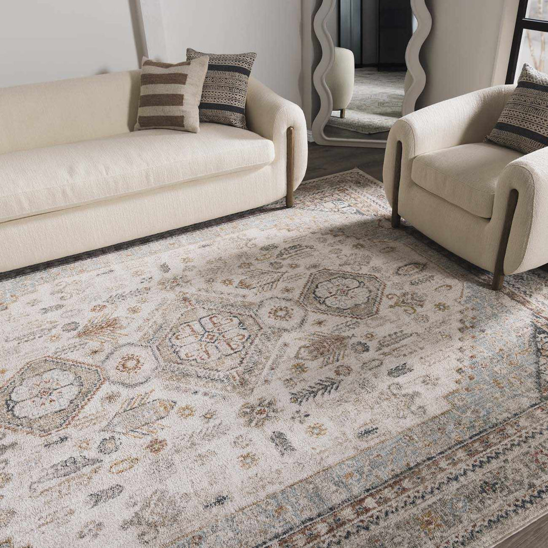Gray And Cream Traditional Style Area Rug - The Rug Decor