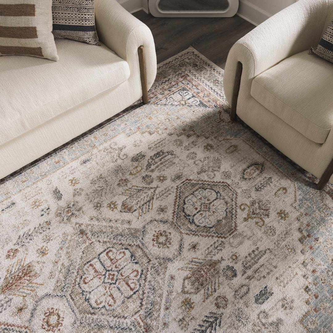 Gray And Cream Traditional Style Area Rug - The Rug Decor