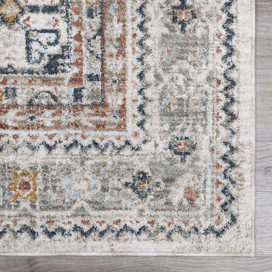 Gray And Cream Traditional Style Area Rug - The Rug Decor