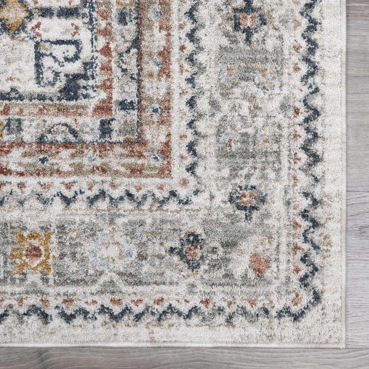 Gray And Cream Traditional Style Area Rug - The Rug Decor