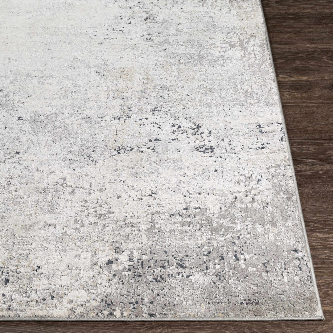 Gray And Ivory Modern Abstract Machine Woven Area Rug - The Rug Decor
