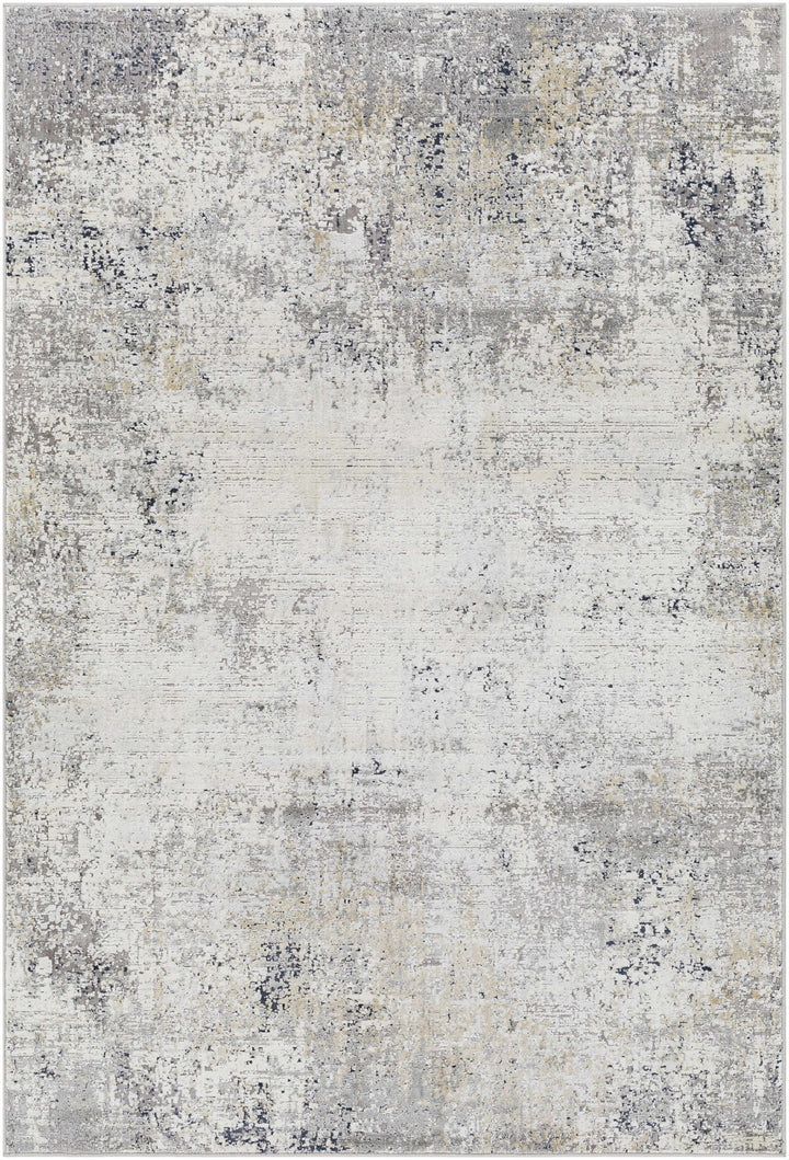 Gray And Ivory Modern Abstract Machine Woven Area Rug - The Rug Decor