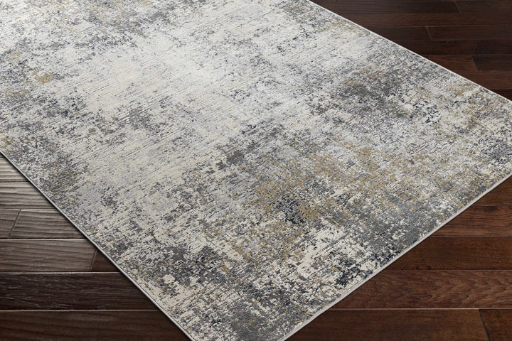 Gray And Ivory Modern Abstract Machine Woven Area Rug - The Rug Decor