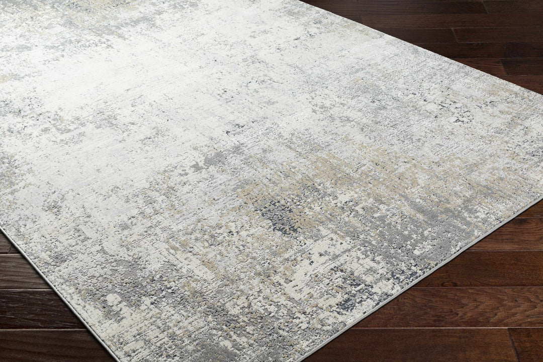 Gray And Ivory Modern Abstract Machine Woven Area Rug - The Rug Decor