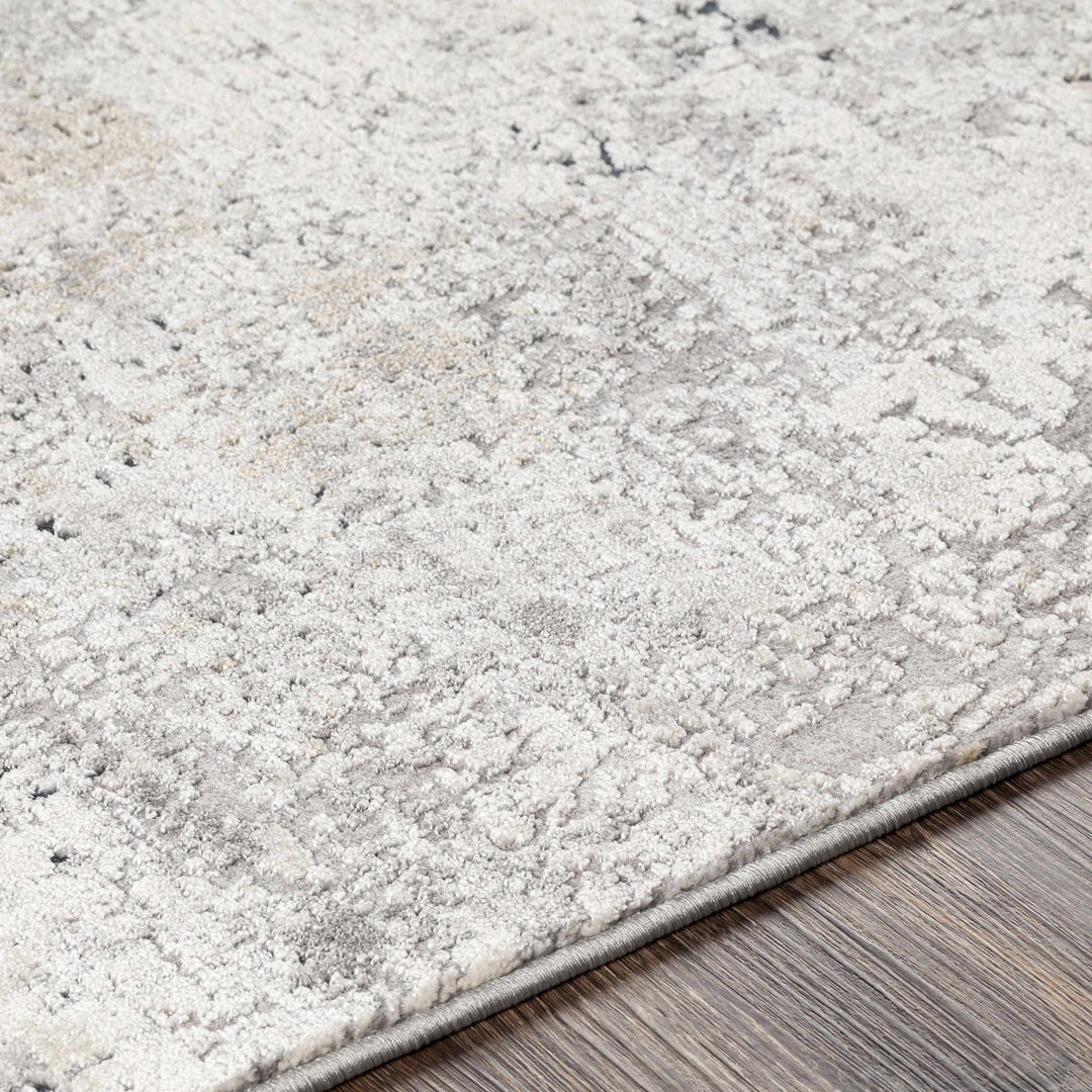 Gray And Ivory Modern Abstract Machine Woven Area Rug - The Rug Decor