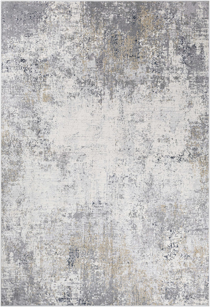 Gray And Ivory Modern Abstract Machine Woven Area Rug - The Rug Decor