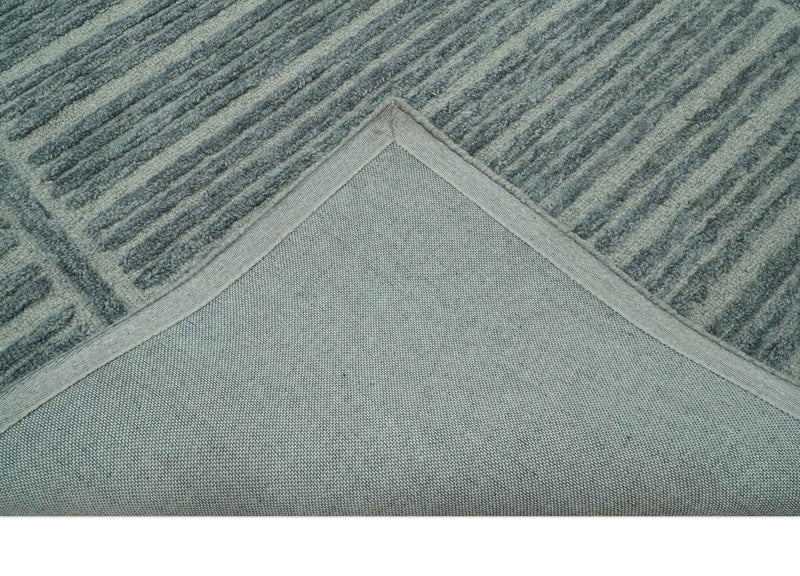 Gray and Ivory Modern Stripes Design 5x8 Hand Tufted wool area rug - The Rug Decor