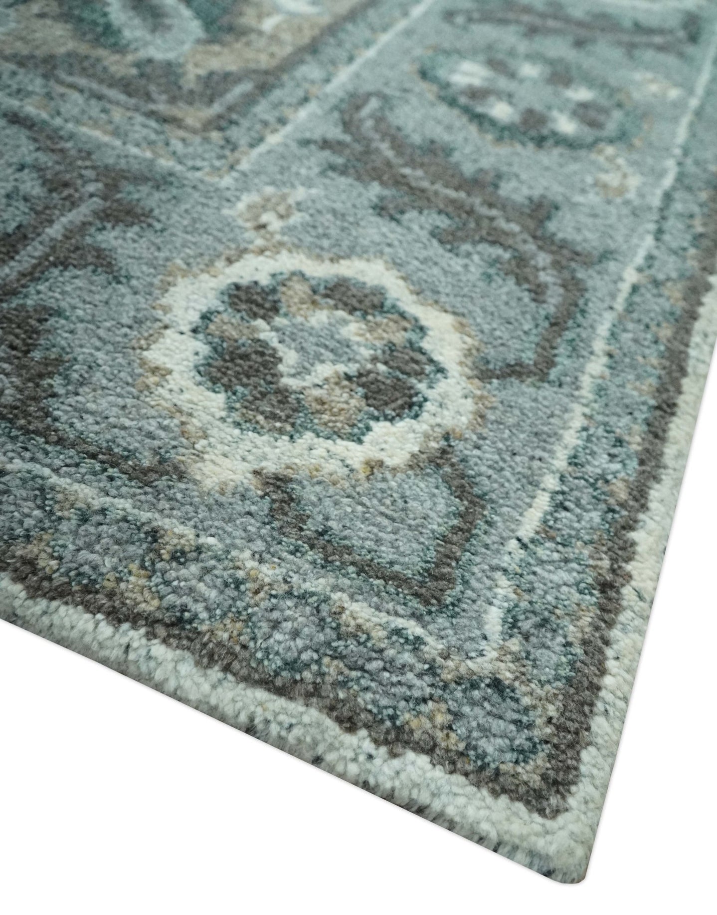 Gray and Ivory Traditional Heriz Hand Knotted 5x8 wool area rug - The Rug Decor