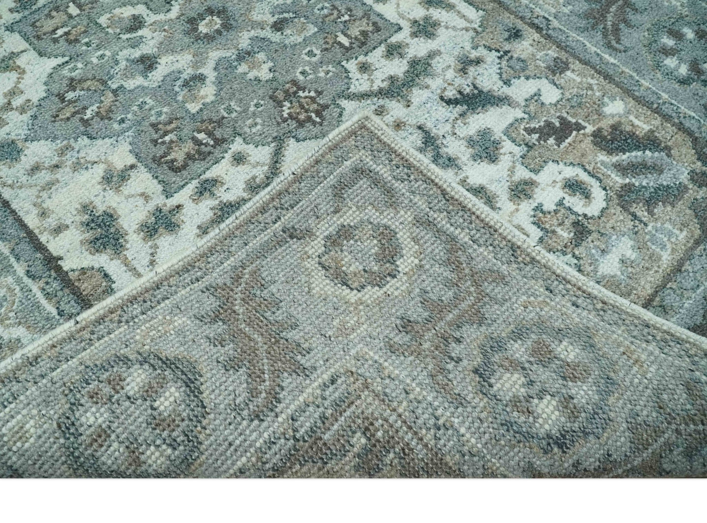 Gray and Ivory Traditional Heriz Hand Knotted 5x8 wool area rug - The Rug Decor