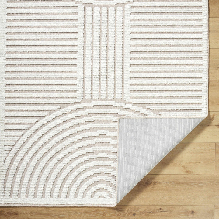 Gray And Off White Contemporary Style Washable Rug - The Rug Decor