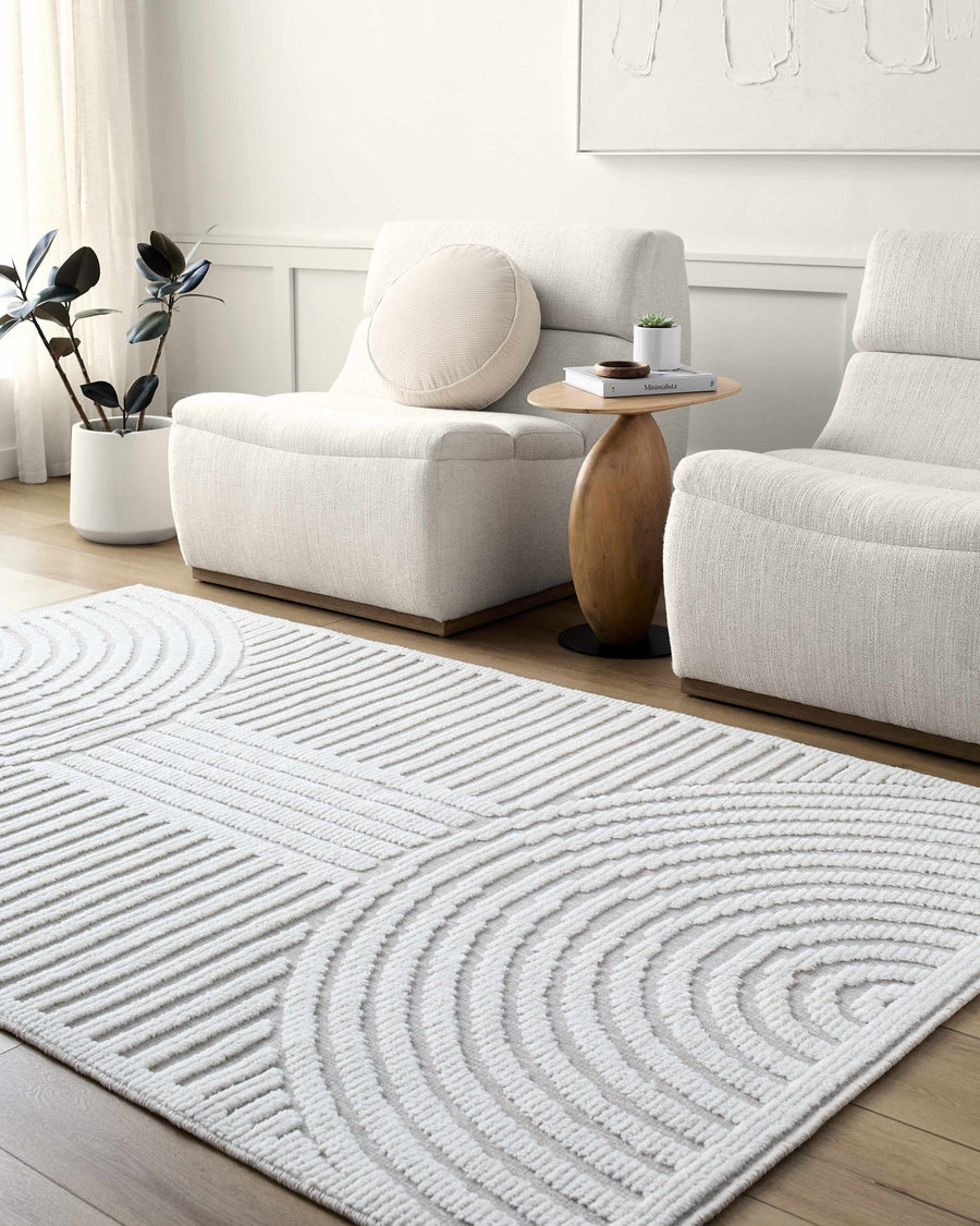 Gray And Off White Contemporary Style Washable Rug - The Rug Decor