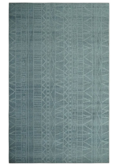 Gray and Silver 5x8 Stripes Design Hand Knotted wool and Art Silk Area Rug - The Rug Decor