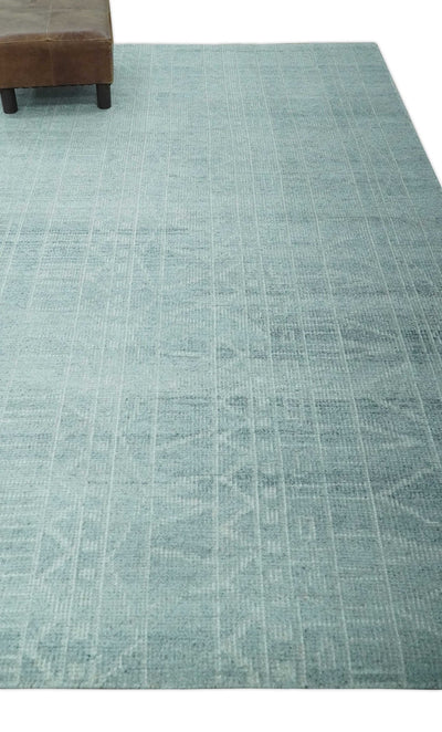 Gray and Silver 5x8 Stripes Design Hand Knotted wool and Art Silk Area Rug - The Rug Decor