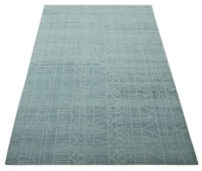 Gray and Silver 5x8 Stripes Design Hand Knotted wool and Art Silk Area Rug - The Rug Decor