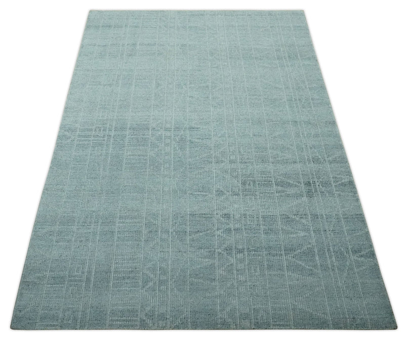 Gray and Silver 5x8 Stripes Design Hand Knotted wool and Art Silk Area Rug - The Rug Decor