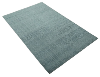 Gray and Silver 5x8 Stripes Design Hand Knotted wool and Art Silk Area Rug - The Rug Decor