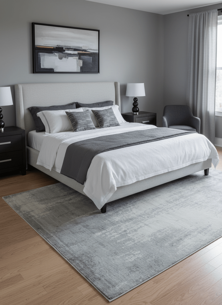 Gray And Silver Modern Abstract Design Hand Knotted Bamboo Silk Area Rug - The Rug Decor