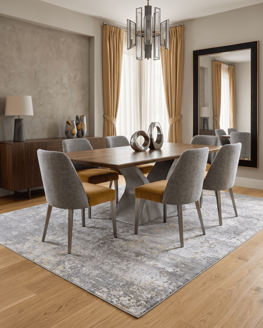 Gray and Silver Modern Abstract Hand Knotted 8x10 Wool Area Rug - The Rug Decor