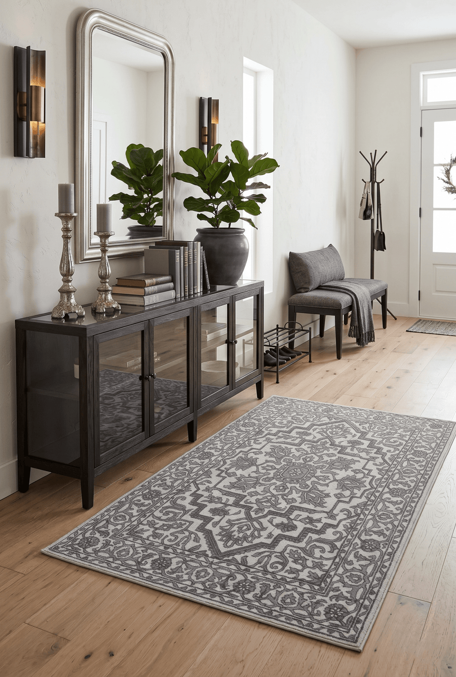 Gray and Silver Traditional Design Hand Tufted 5x8 Wool Area Rug - The Rug Decor