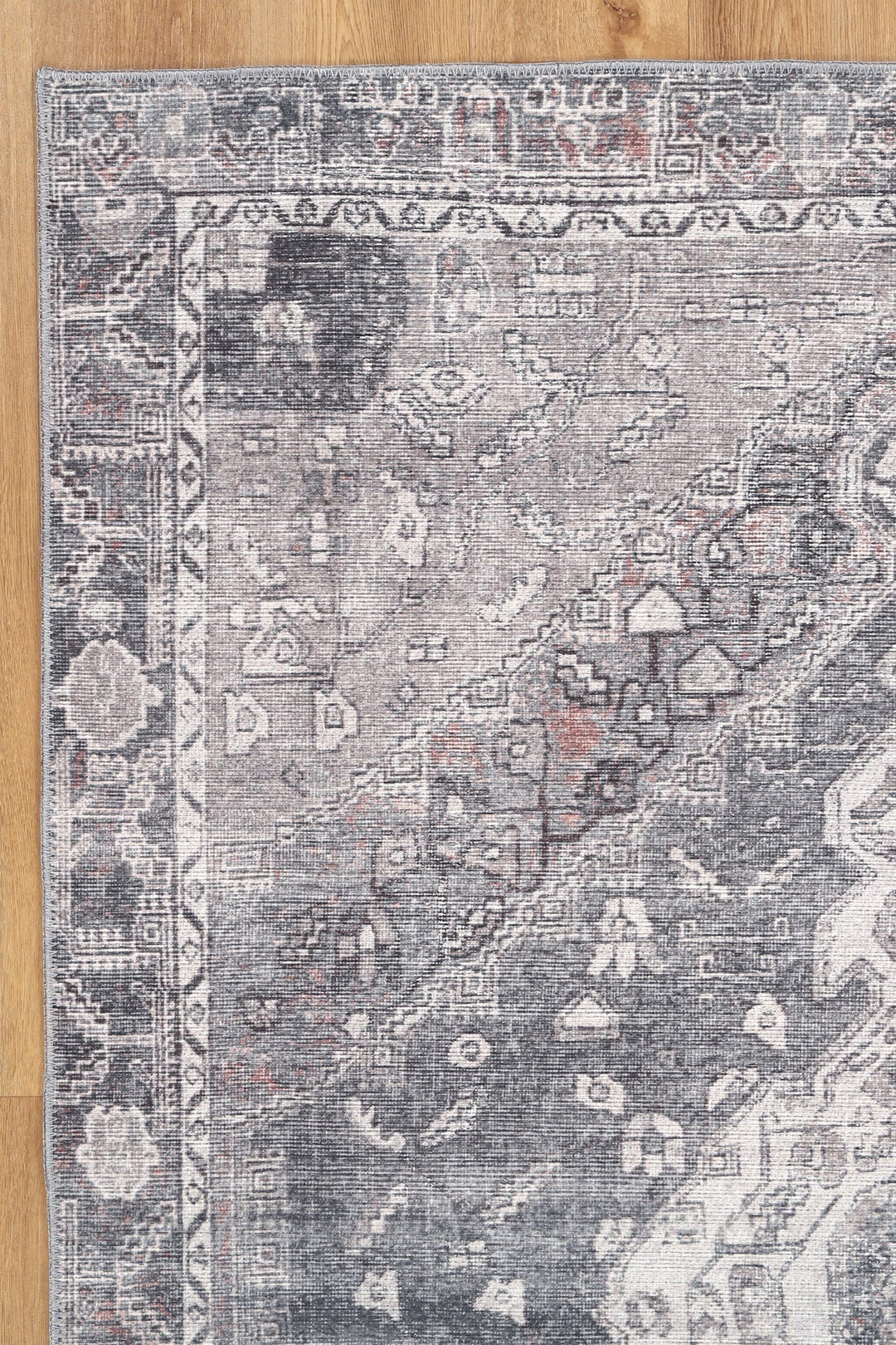 Gray And Silver Traditional Machine Washable Rug - The Rug Decor