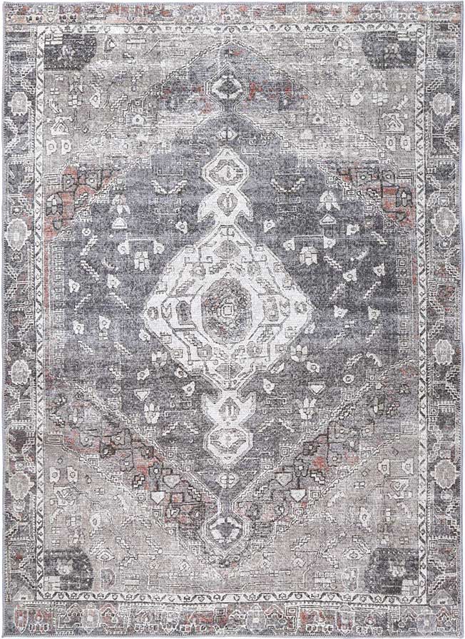 Gray And Silver Traditional Machine Washable Rug - The Rug Decor