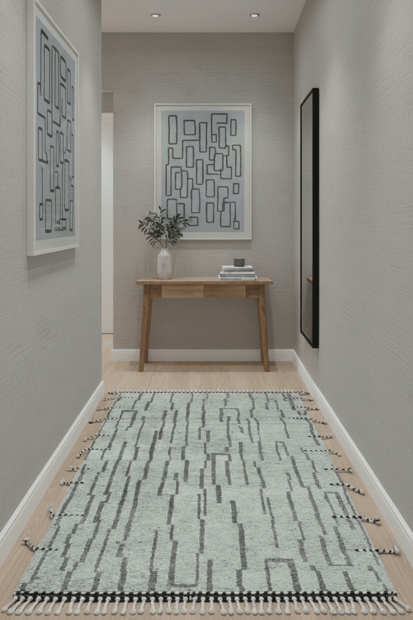 Gray and Taupe Hand Knotted Modern Stripes Deign 5x8 wool area rug - The Rug Decor