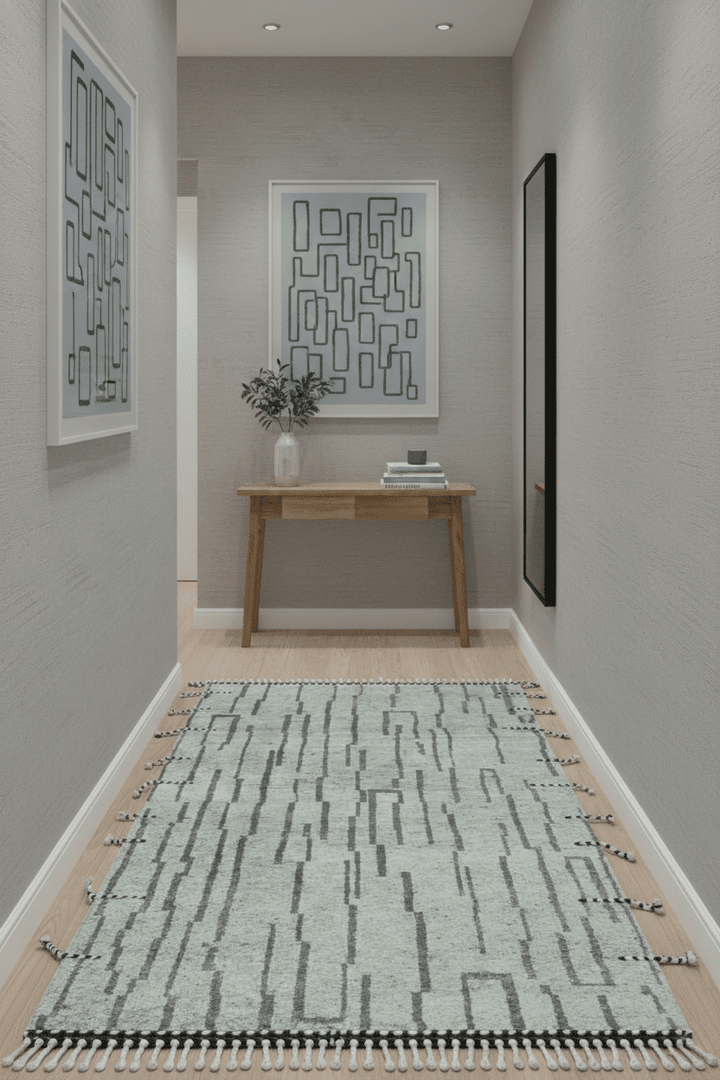 Gray and Taupe Hand Knotted Modern Stripes Deign 5x8 wool area rug - The Rug Decor