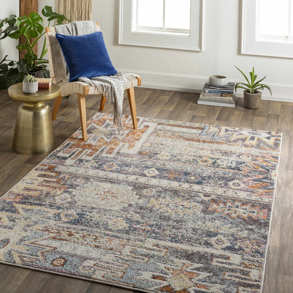 Gray, Beige and Gold Traditional Southwestern Multi size Area Rug - The Rug Decor
