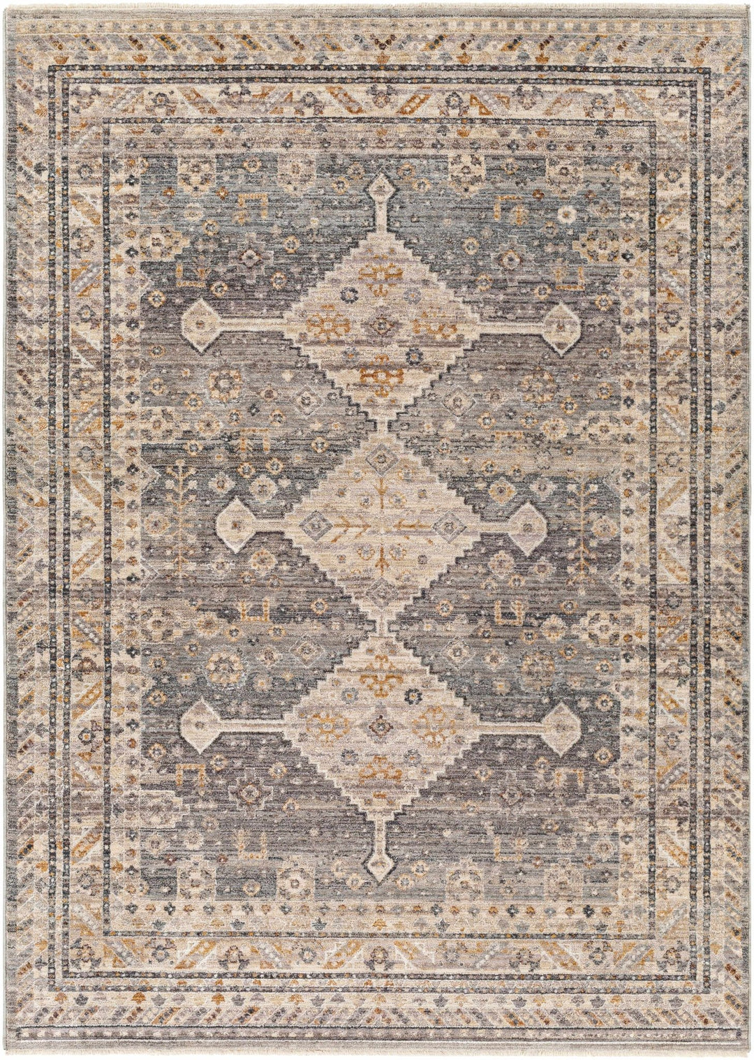 Gray Beige Southwestern Style Machien Woven Rug - The Rug Decor