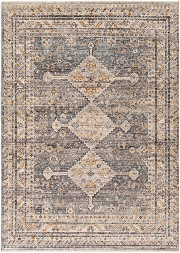 Gray Beige Southwestern Style Machien Woven Rug - The Rug Decor