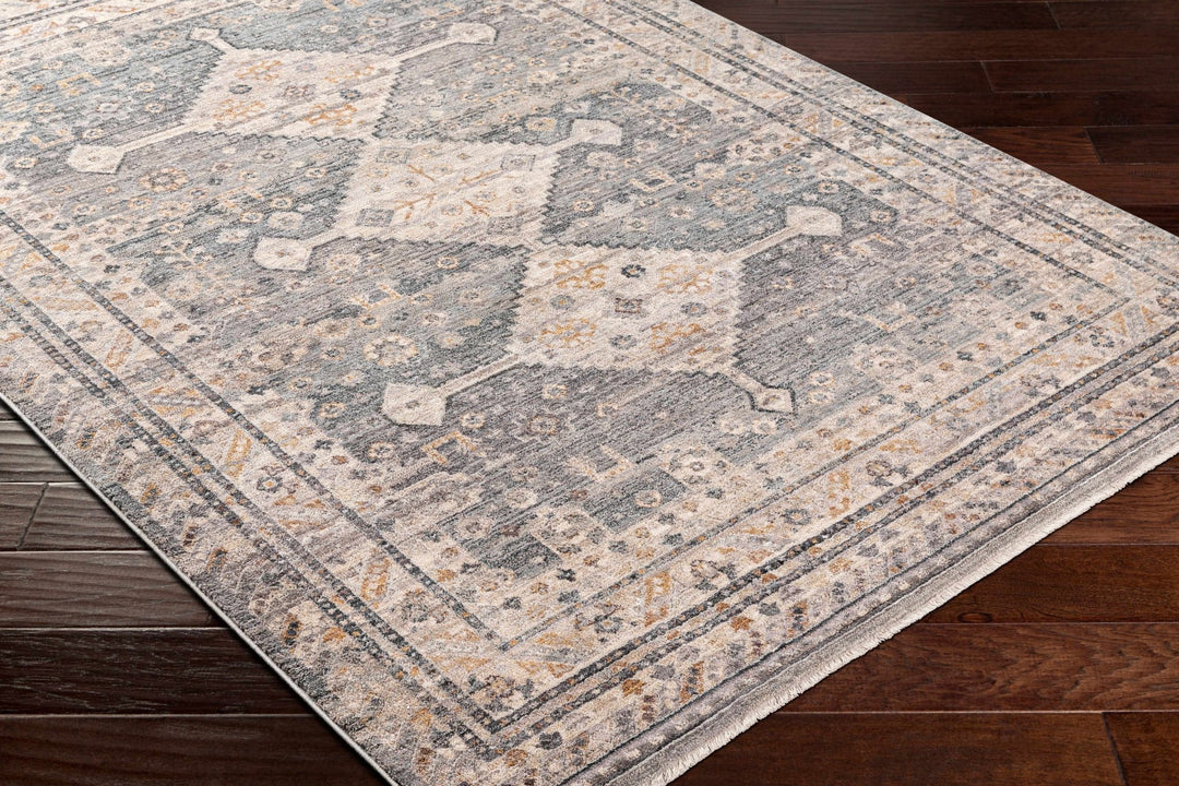 Gray Beige Southwestern Style Machien Woven Rug - The Rug Decor